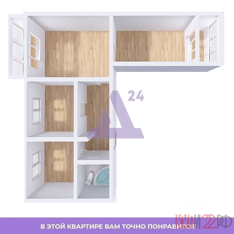 Квартира, 3 комнаты, 64 м², Агент